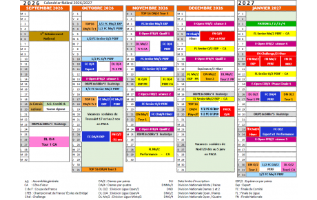 Calendrier compétitions 2026-2027